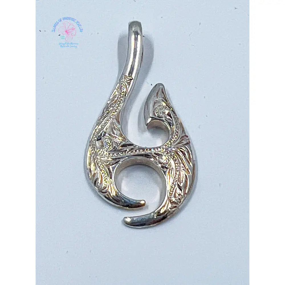 925 Engraved Hawaiian Fish Hook Pendant