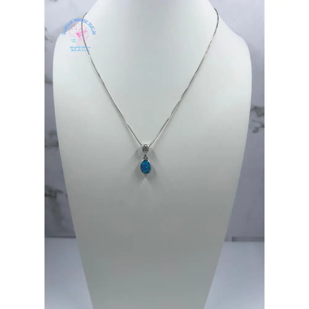 925 Sterling Silver Oval Opal Pendant