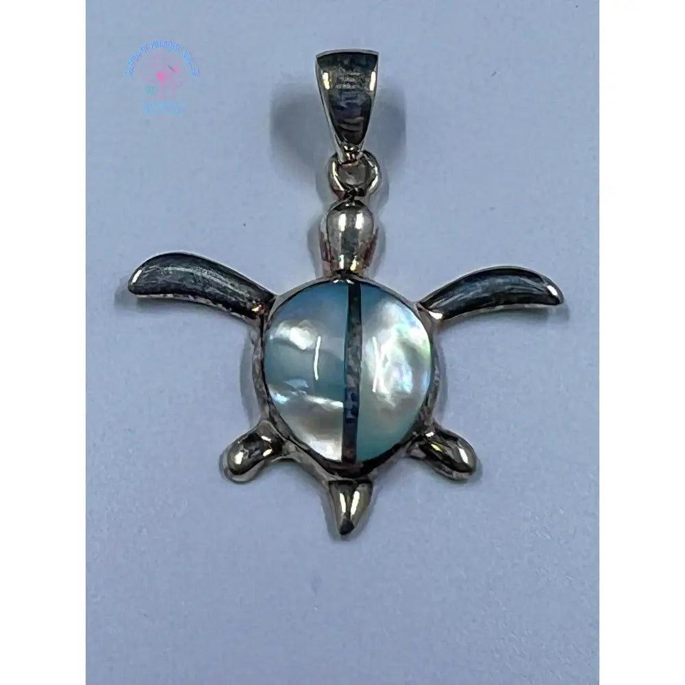 925 Sterling Silver Turtle With Light Blue Shell