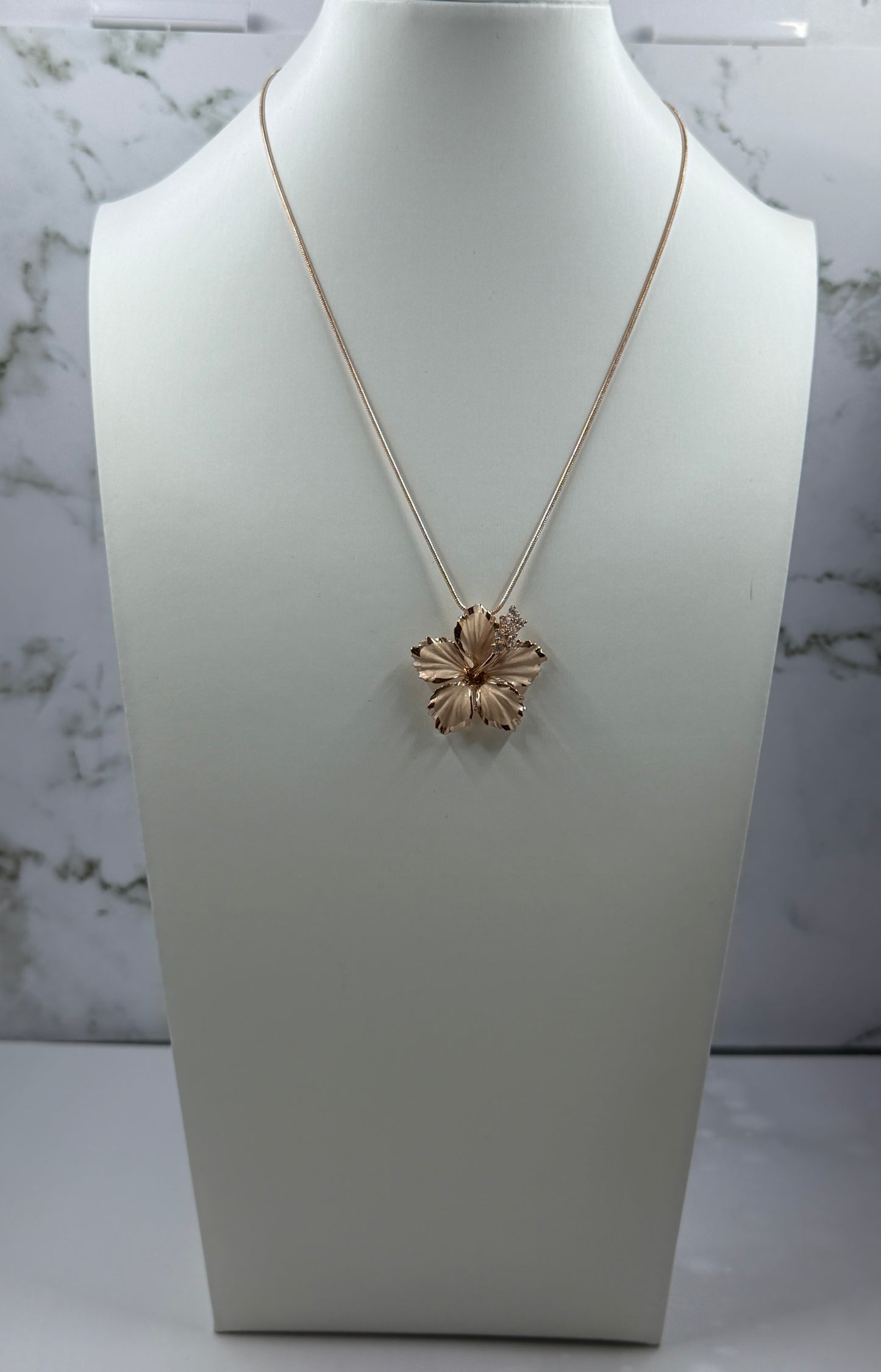 Hawaiian Hibiscus Flower 925 Sterling Sliver in Rose Gold