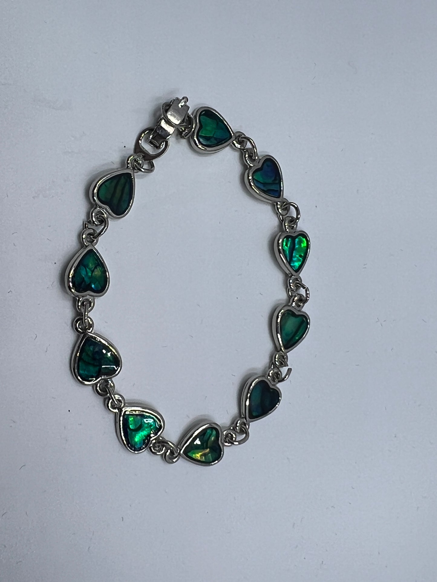Sterling Silver Abalone Heart Bracelet