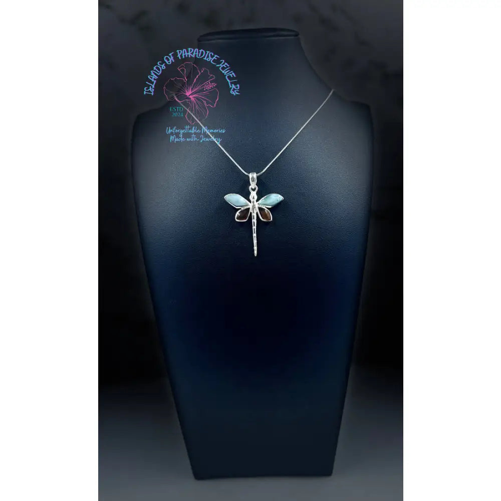 Larimar & Amber Dragonfly Pendant