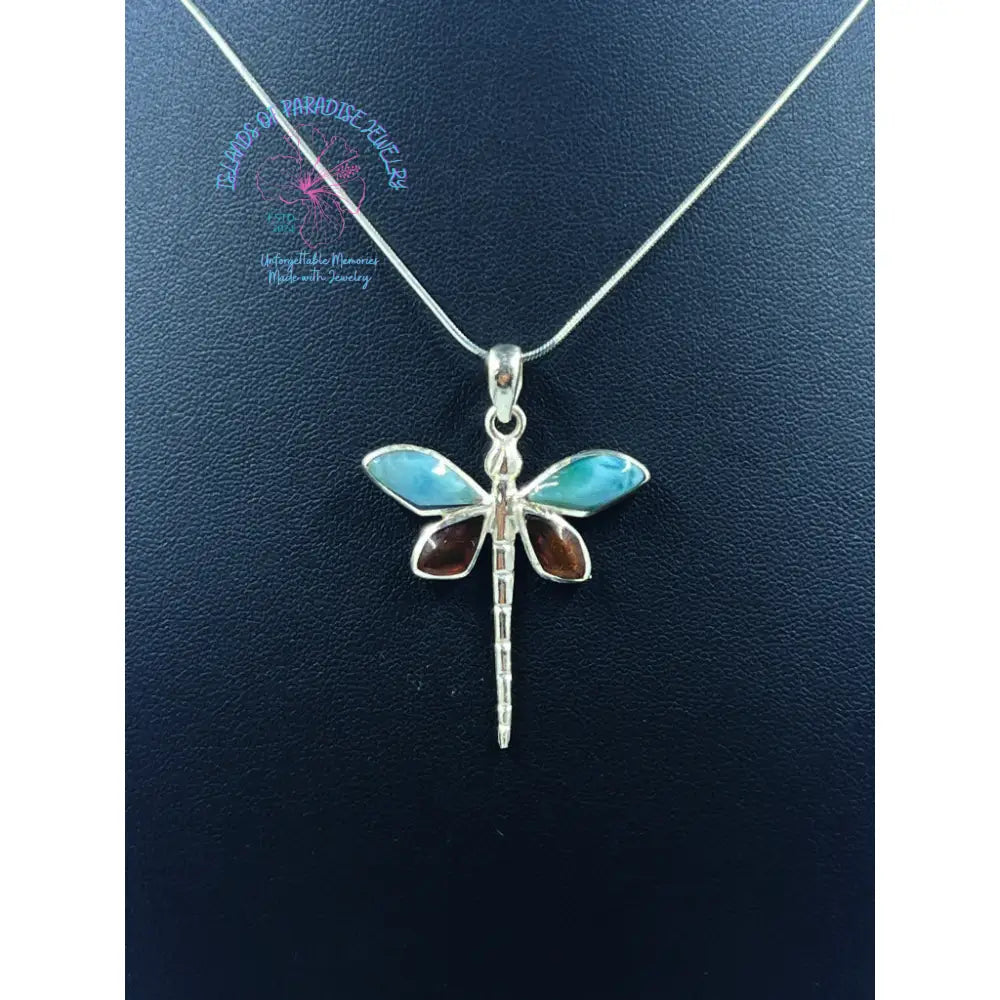 Larimar & Amber Dragonfly Pendant