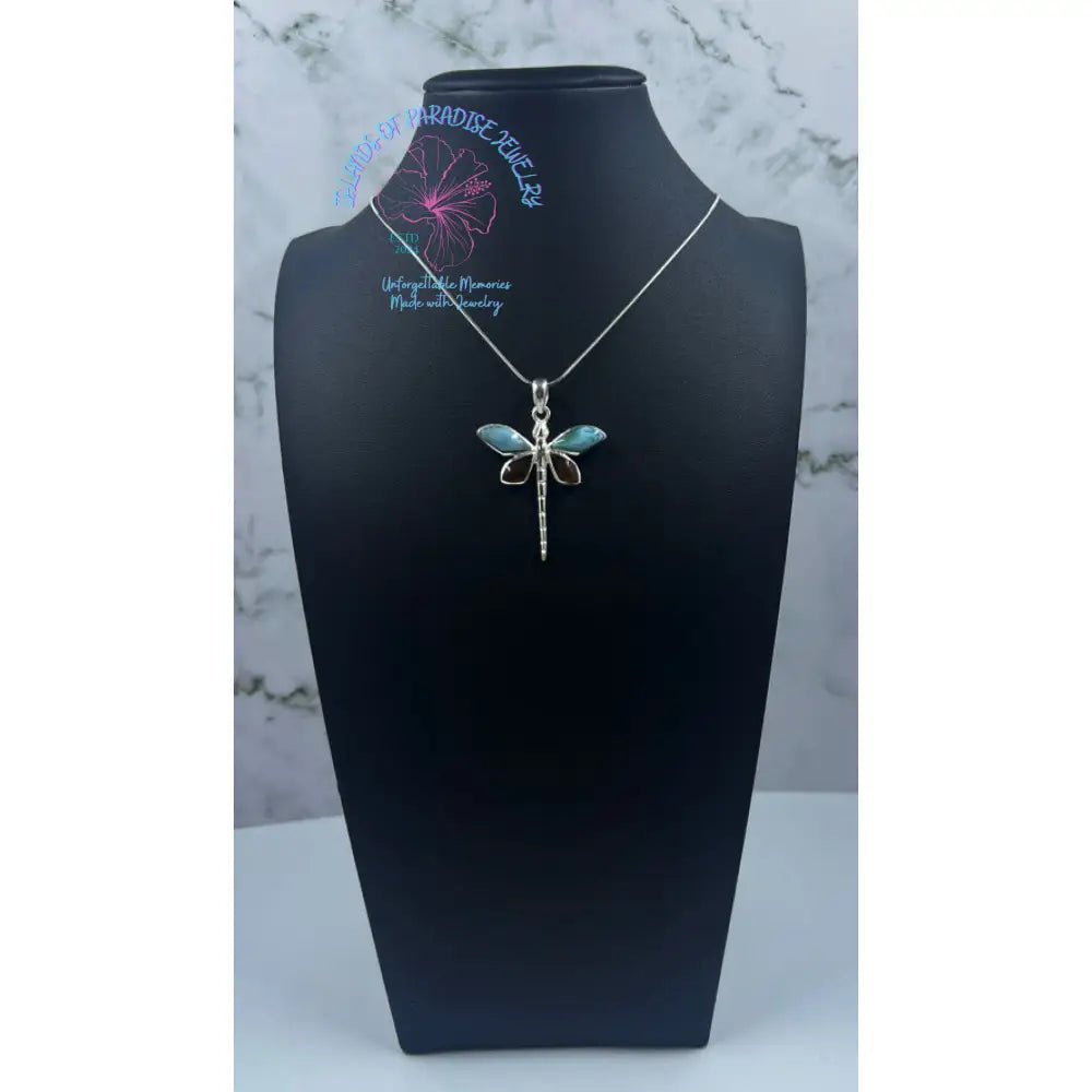 Larimar & Amber Dragonfly Pendant
