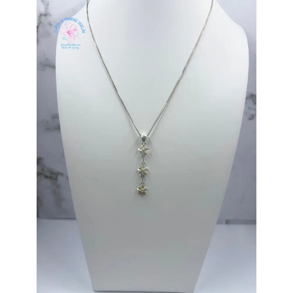 Sterling Silver Plumeria Three Tiered Necklace
