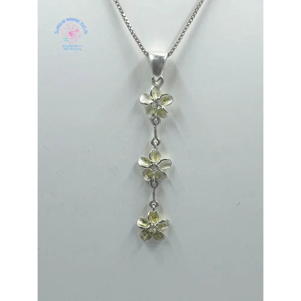 Sterling Silver Plumeria Three Tiered Necklace