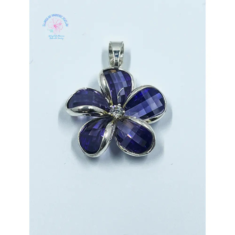 Sterling Silver Purple Flower Pendant