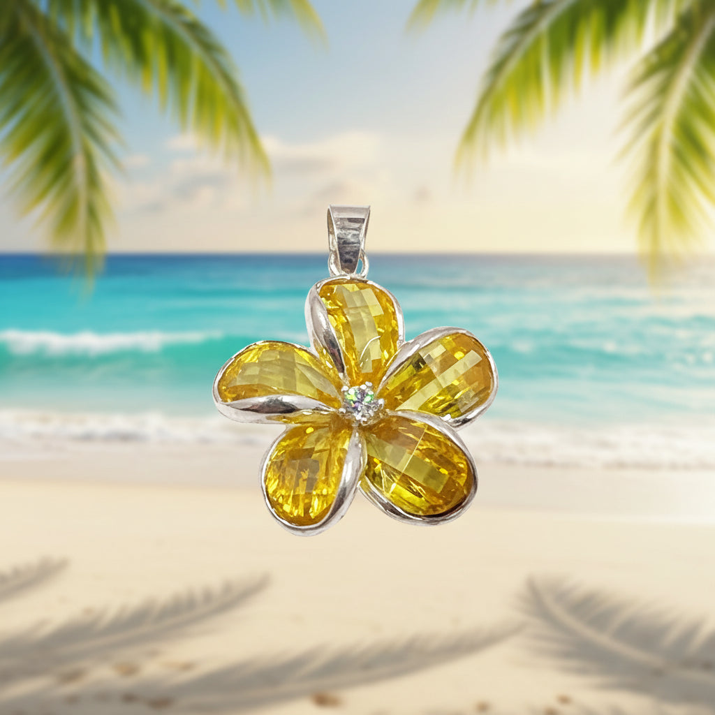 Sterling Silver Yellow Flower