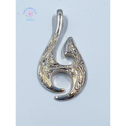925 Engraved Hawaiian Fish Hook Pendant
