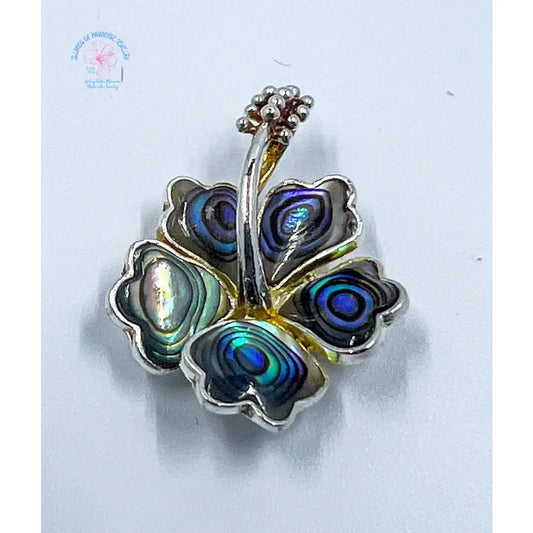 925 Sterling Silver Abalone Shell Hawaiian Hibiscus