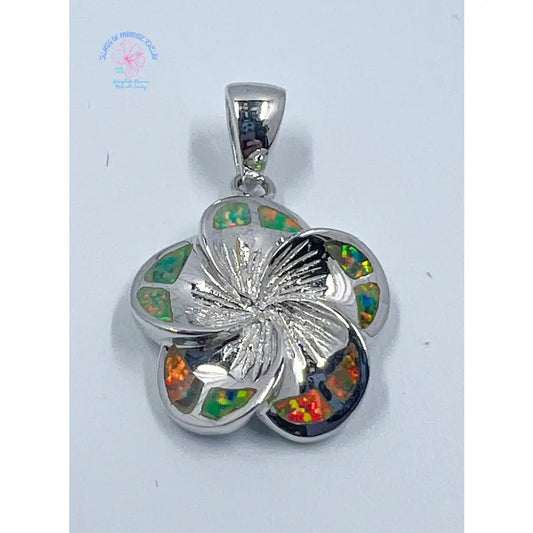 925 Sterling Silver Green And Orange Flower