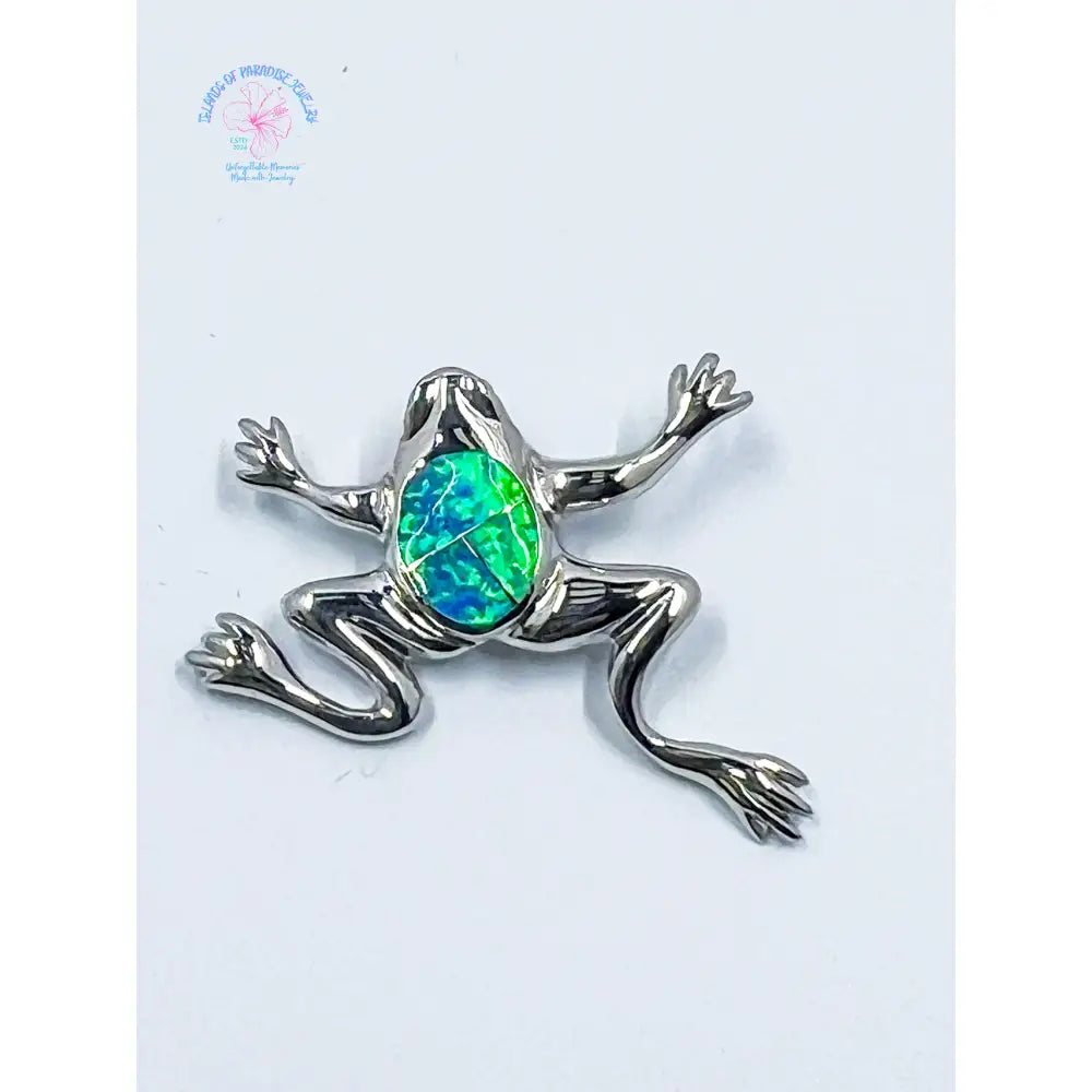 925 Sterling Silver Opal Leaping Frog