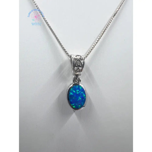 925 Sterling Silver Oval Opal Pendant
