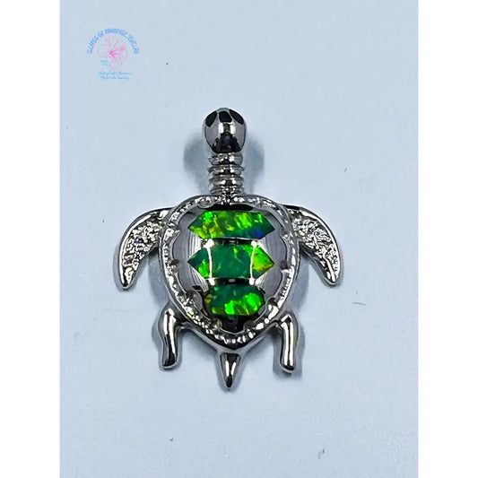 925 Sterling Silver Turtle With Green Shell