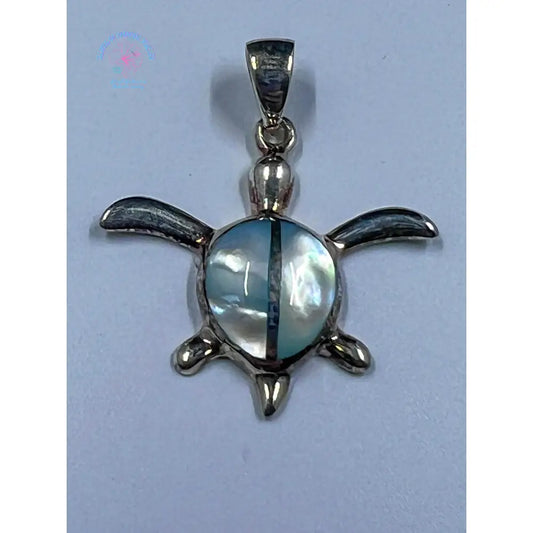 925 Sterling Silver Turtle With Light Blue Shell