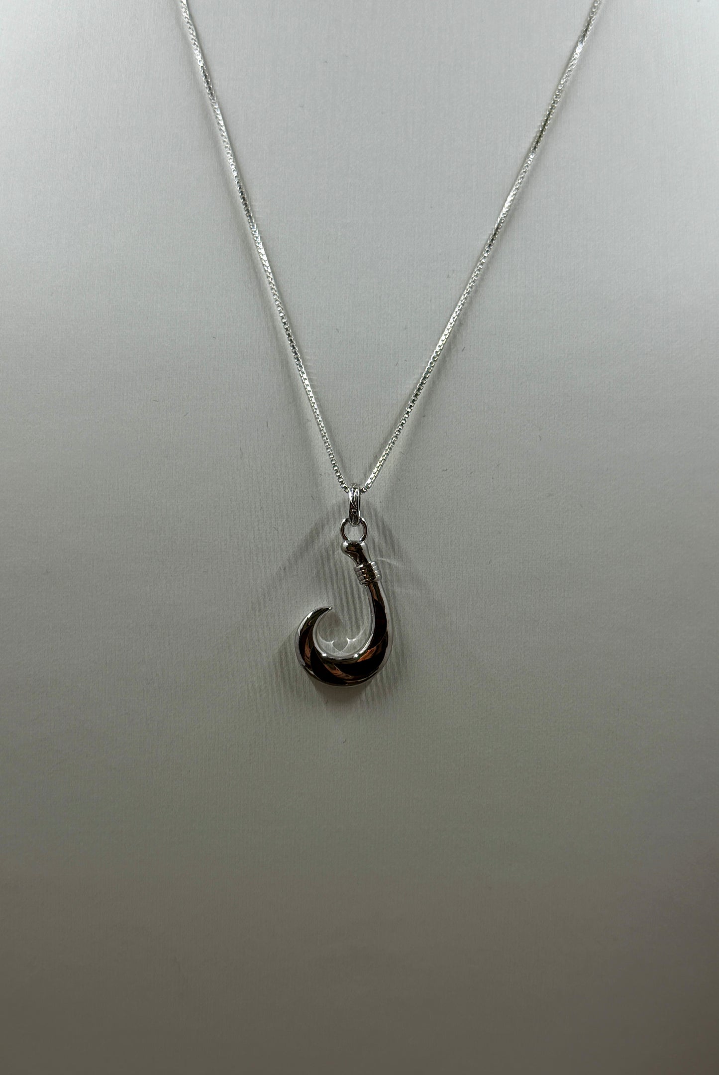 925 Sterling Silver Hawaiian Fish Hook Pendant with Brown Accents