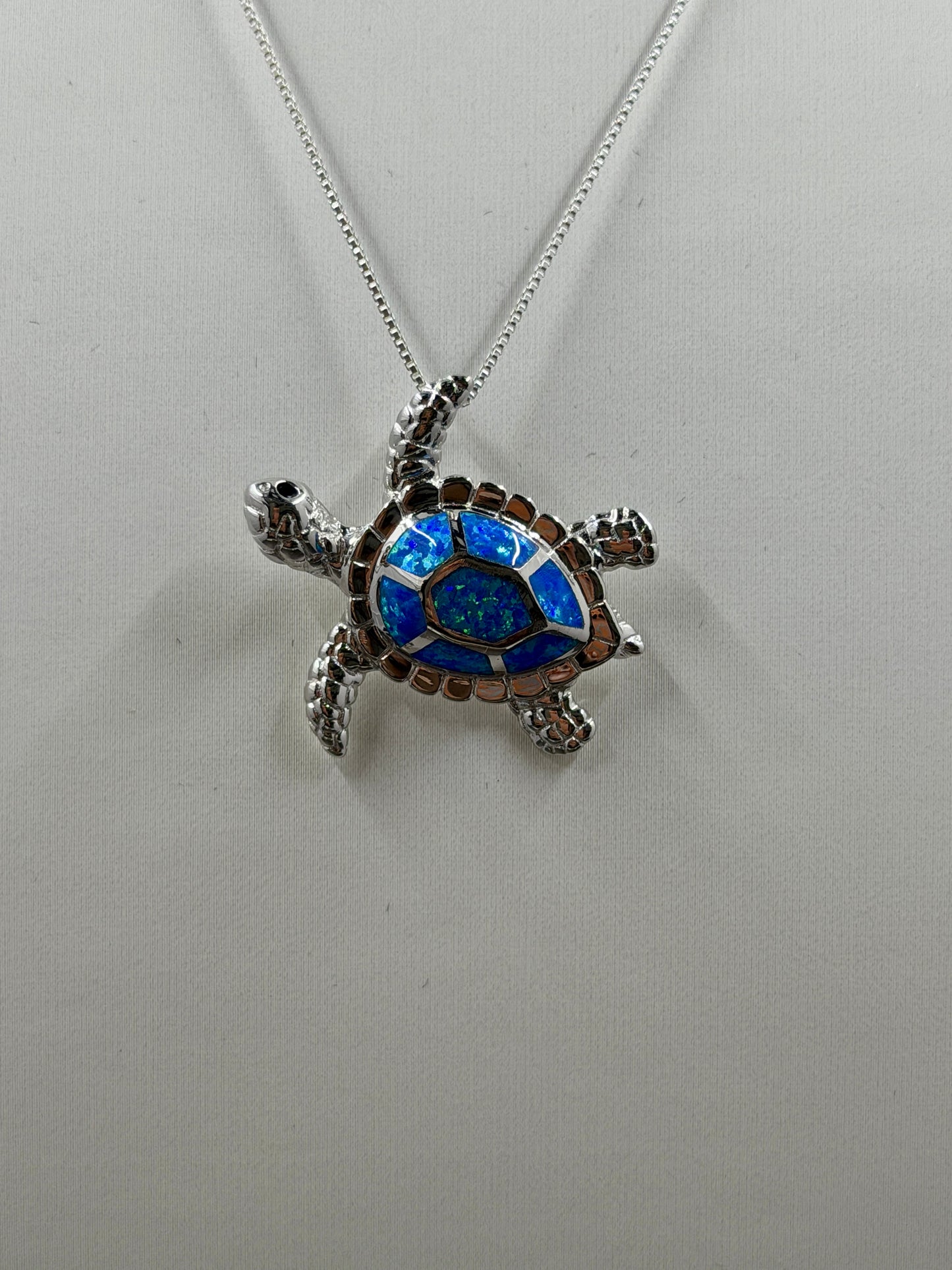 925 Sterling Silver Hawaiian Turtle with Blue Opal Shell