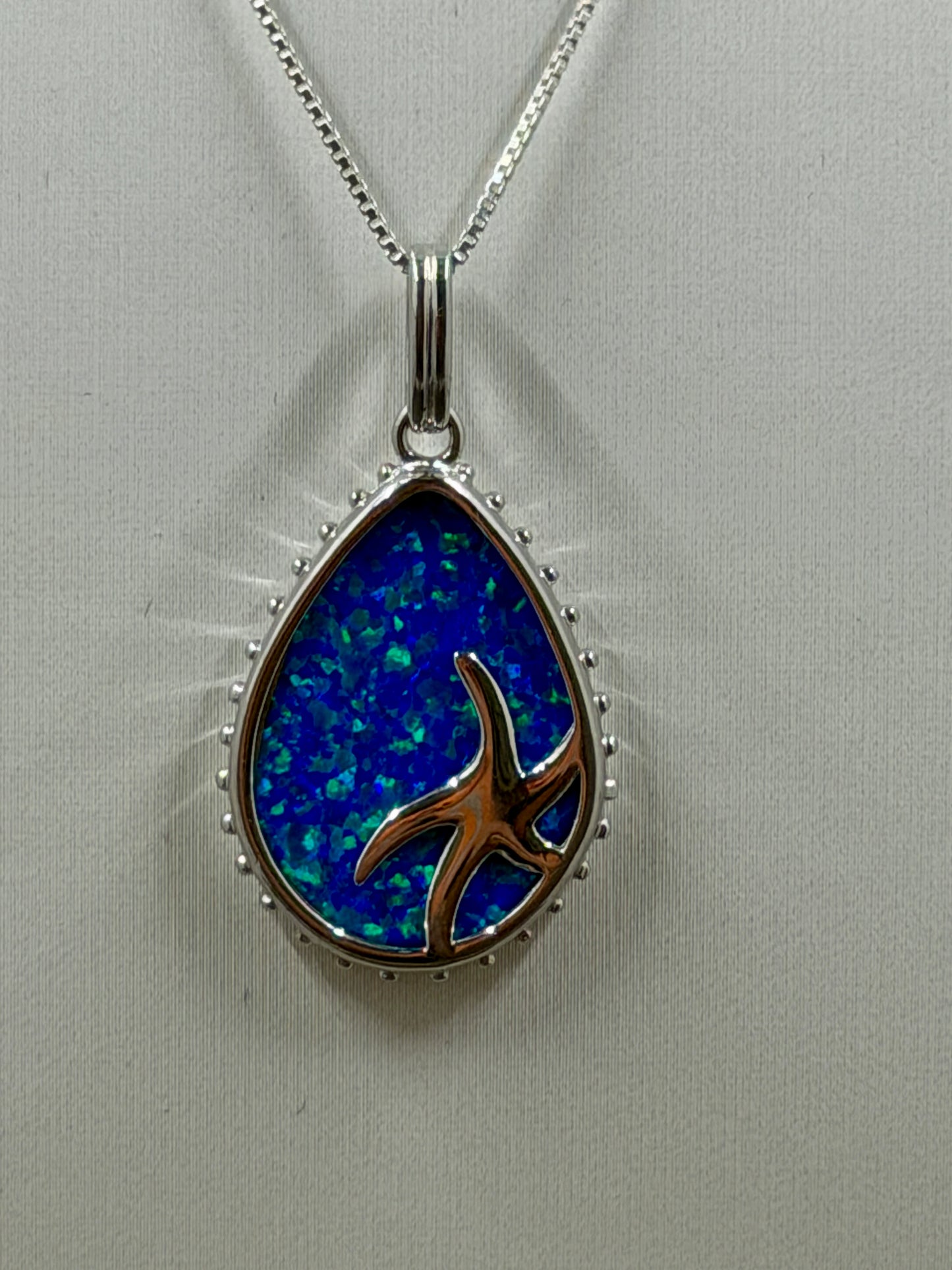 Starfish Blue Opal Necklace Pendant