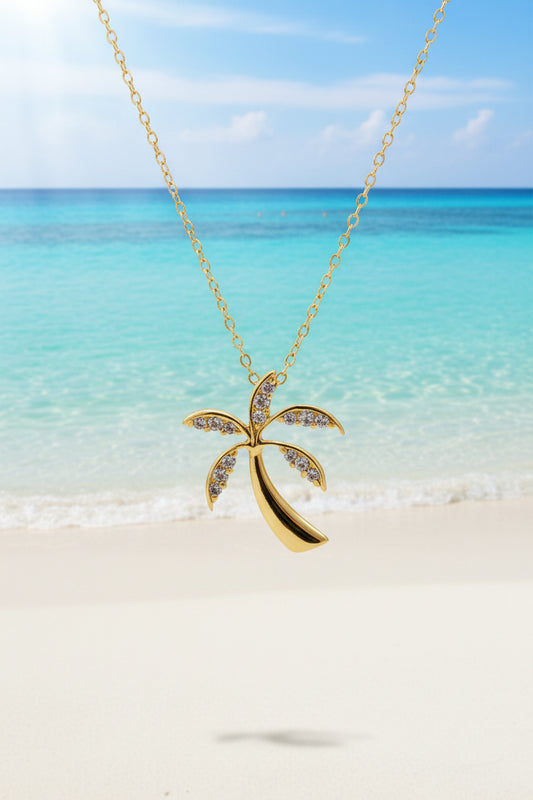 925 Sterling Silver Palm Tree in Gold Finish