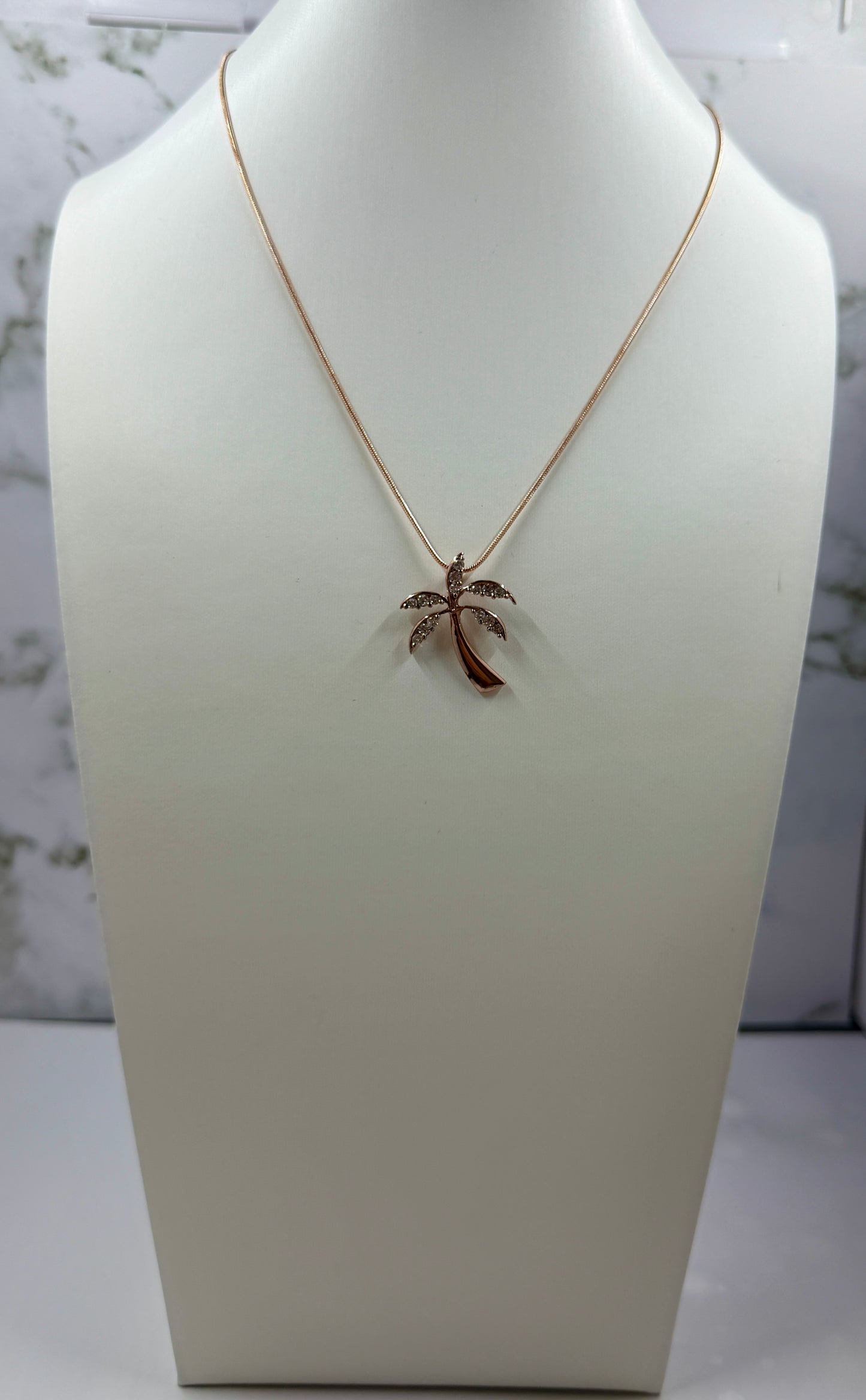 925 Sterling Silver Palm Tree in Rose Gold Finish