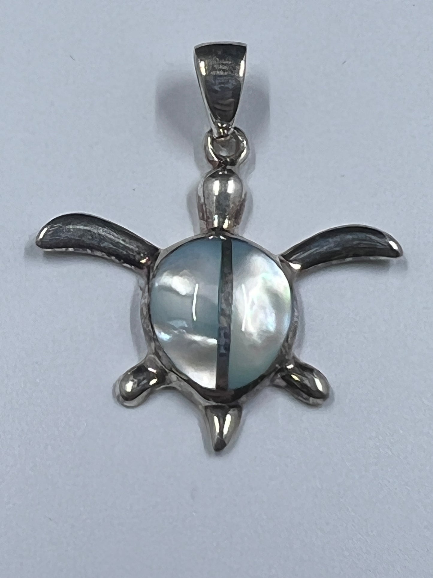 925 Sterling Silver Turtle with Light Blue Shell