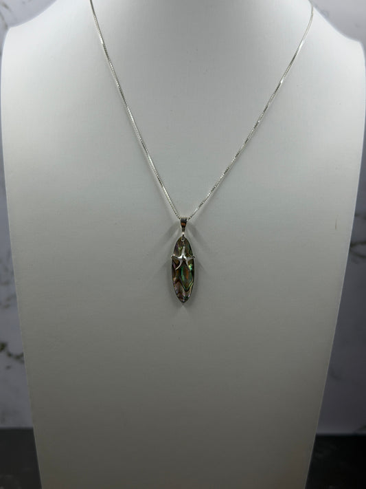 925 Sterling Sliver Starfish Abalone Paua Shell Surfboard Pendant