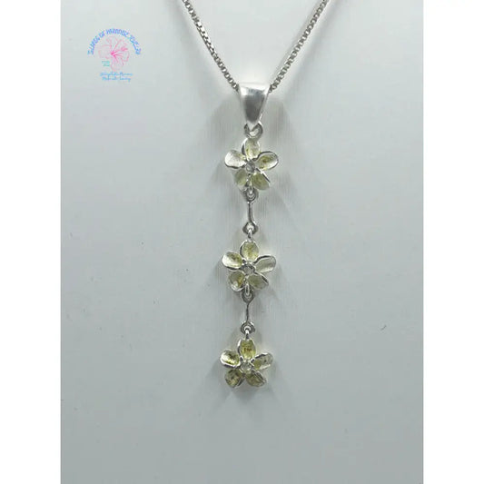 Sterling Silver Plumeria Three Tiered Necklace