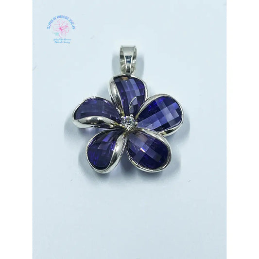 Sterling Silver Purple Flower Pendant