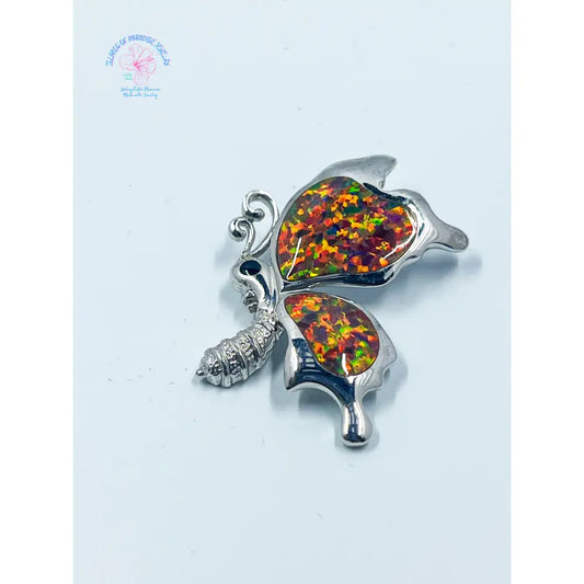 Sterling Silver Red Winged Butterfly